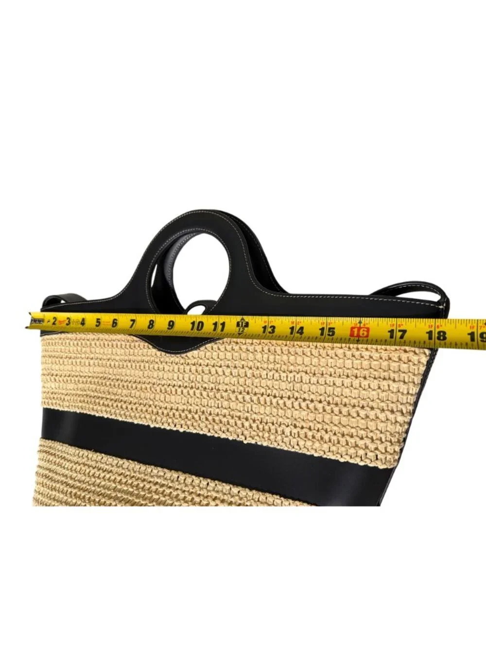 Hereu Woven Raffia & Leather Nasta Tote Bag With Circular Handles